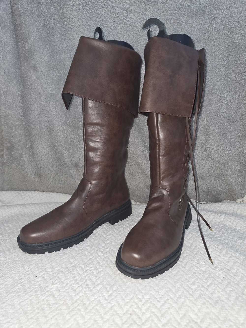 Medieval Pirate Boots Renaissance Boots for Men Size 11Mid Calf Lace up Gothic - Picture 9 of 16